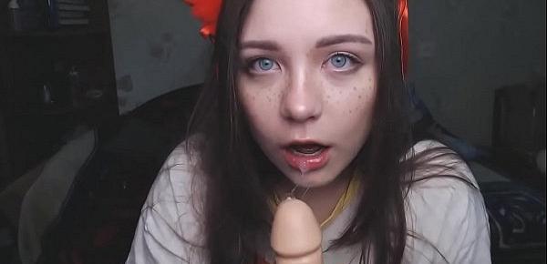  Catgirl gives you a blowjob while you play with her